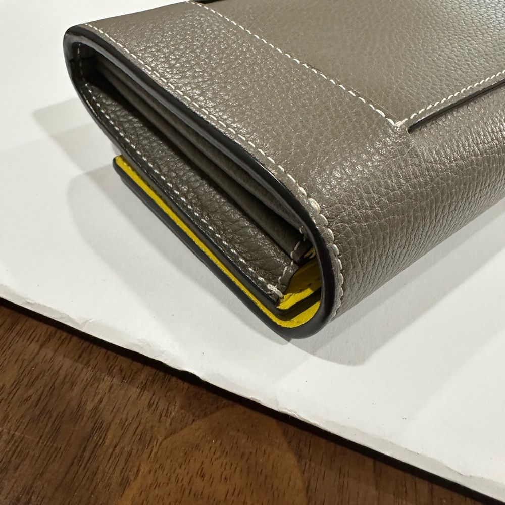 Celine Pebbled Leather Fold Wallet in Taupe Gray - Picture 4 of 12